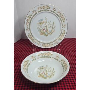 Directions Plate 12" & Serving Bowl 9" Diameter Saybrook Floral Pattern Lot of 2